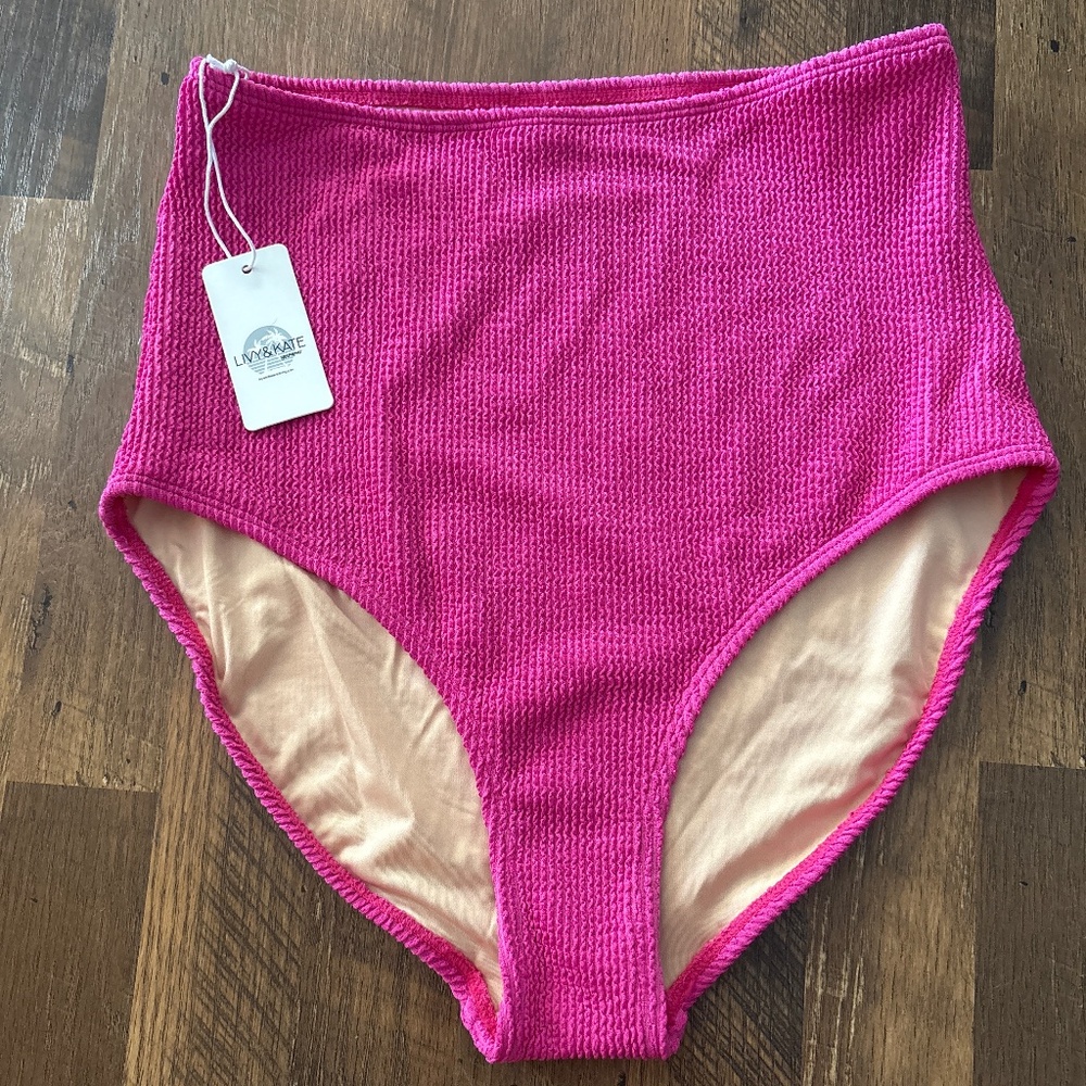 High Waisted Pink Swim Bottoms
